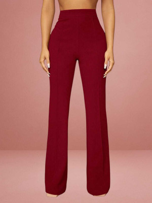 lookskky Comfort Fit Women Maroon Trousers