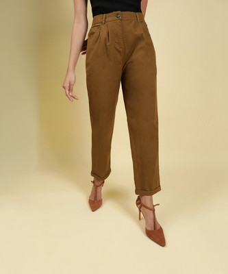 Freehand by The Indian Garage Co. Regular Fit Women Brown Trousers