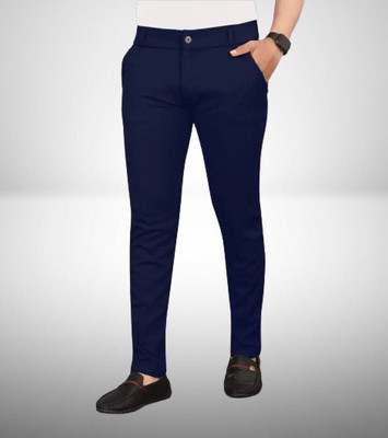 Shreyannk Slim Fit Men Dark Blue Trousers