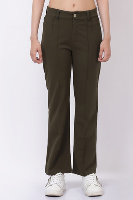 CLOTHINK India Regular Fit Women Green Trousers