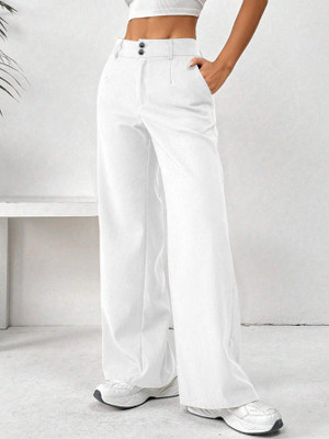Herway Loose Fit Women White Trousers