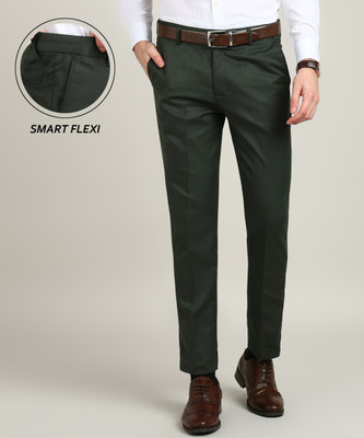 PROVOGUE Slim Fit Men Green Trousers