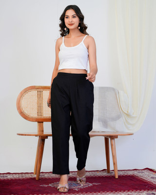 SSS OVERSEAS Straight Fit Women Black Trousers