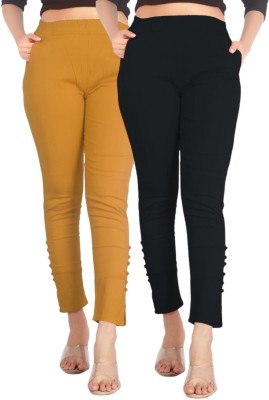 JNK18 Regular Fit Women Black, Yellow Trousers