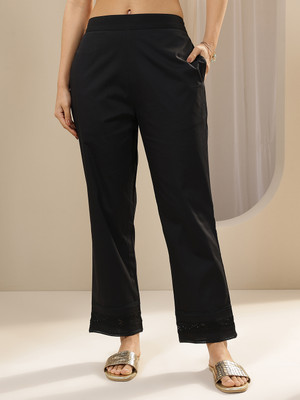 LIBAS Slim Fit Women Black Trousers