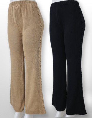 Verma knitwear Straight Fit Women Beige, Black Trousers