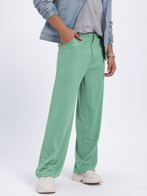 Glitchez Relaxed Men Green Trousers