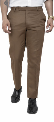 ALJAAMI Regular Fit Men Brown Trousers