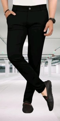 CIVIRASTYLE Slim Fit Men Black Trousers