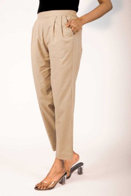 Mirayya Loose Fit Women Beige Trousers