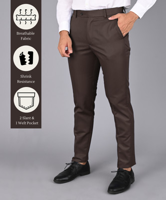 MANCREW Regular Fit Men Brown Trousers