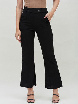 BITTERLIME Skinny Fit Women Black Trousers