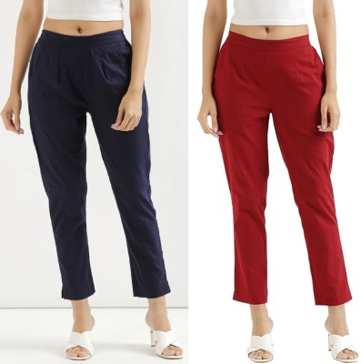 ARDLOR Regular Fit Women Blue, Red Trousers