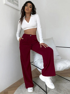 Rajovati Loose Fit Women Maroon Trousers