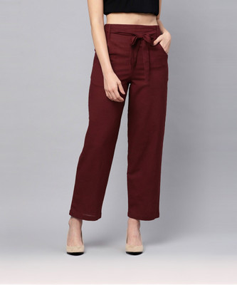 Idalia Regular Fit Women Maroon Trousers