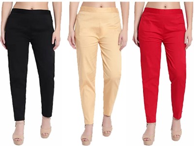 LOVO Regular Fit Women Black, Beige, Red Trousers