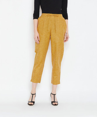 BITTERLIME Regular Fit Women Yellow Trousers