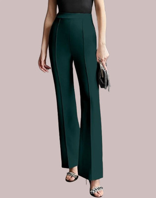 HouseOfCommon Regular Fit Women Dark Green Trousers