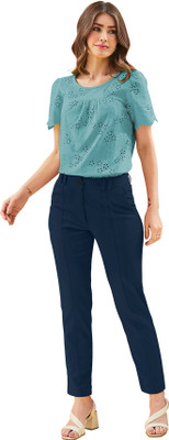 AuraArc Comfort Fit Women Blue Trousers