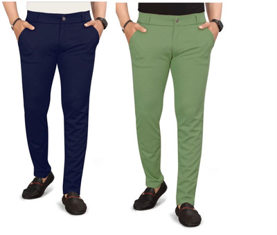 KENDORE Regular Fit Men Blue, Light Green Trousers