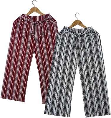 The Window Shop Regular Fit Girls Maroon, White Trousers