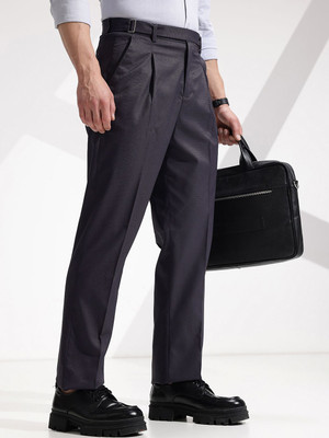 encore by INVICTUS Regular Fit Men Black Trousers