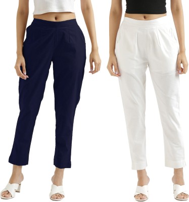 Chiraiyaa Regular Fit Women Dark Blue, White Trousers