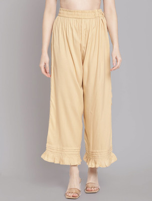 Moda Rapido Flared Women Beige Trousers