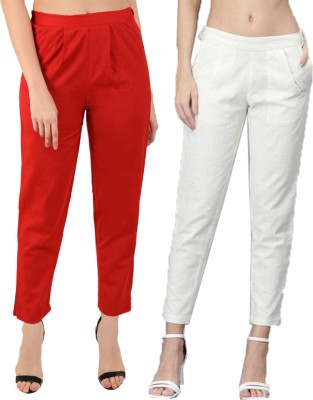 Me Craft Regular Fit Women White, Red Trousers