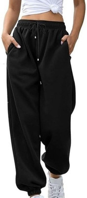 You Forever Solid Women Black Track Pants