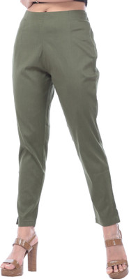 TRUELADY Regular Fit Women Dark Green Trousers