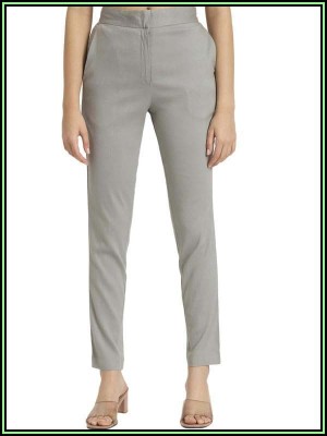 Lenims Regular Fit Women Grey Trousers