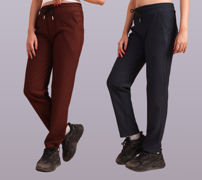 GIBBONTE Solid Women Brown, Grey Track Pants