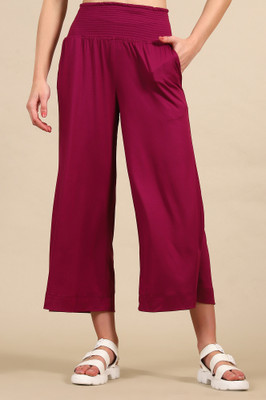 ELLEVEN Loose Fit Women Purple Trousers
