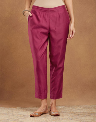 Fabindia Regular Fit Women Red Trousers