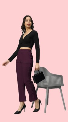 Wolica Regular Fit Women Purple Trousers