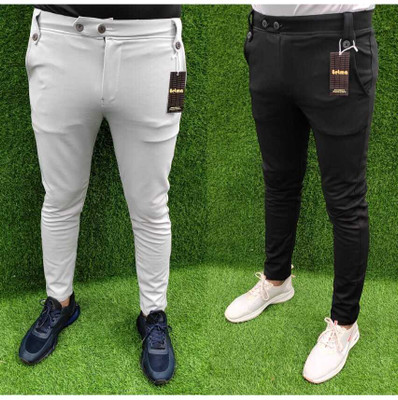 Eetma Regular Fit Men Black, Grey Trousers