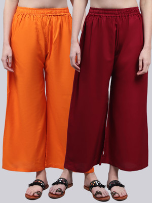 VALLES365 by S.c. Flared Women Orange, Maroon Trousers