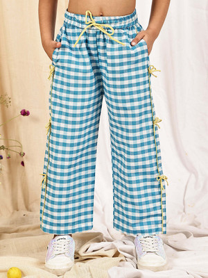 NEUDIS Regular Fit Girls Blue, White Trousers