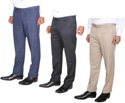 KAVYA Regular Fit Men Beige, Black, Dark Blue Trousers