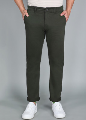 WROGN Slim Fit Men Dark Green Trousers