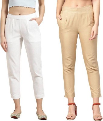 Princi Fashion Regular Fit Women White, Gold Trousers