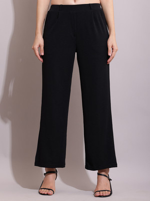 SQEW Loose Fit Women Black Trousers