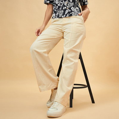 Honey By Pantaloons Flared Women White Trousers