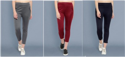 Miraksh Regular Fit Women Grey, Maroon, Blue Trousers