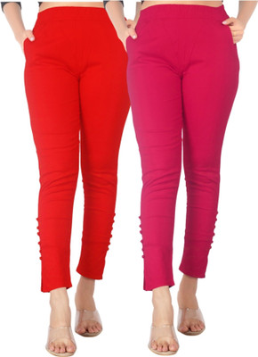 DKD Slim Fit Women Red, Pink Trousers