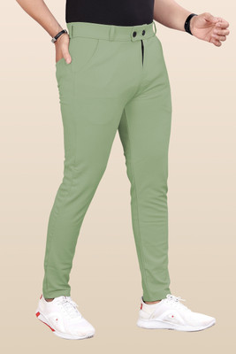GIBBONTE Slim Fit Men Light Green Trousers