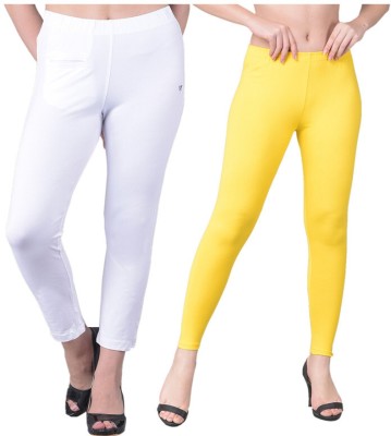 Comfort Lady Regular Fit Women White, Yellow Trousers