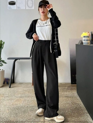 FashionForward Loose Fit Women Black Trousers