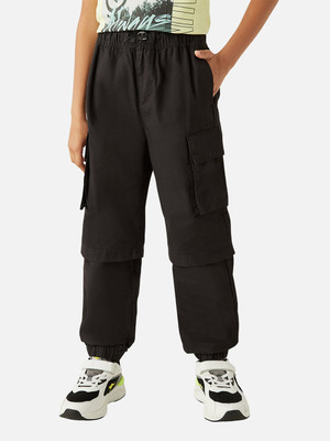 JUNIORS by Babyshop Regular Fit Boys Black Trousers